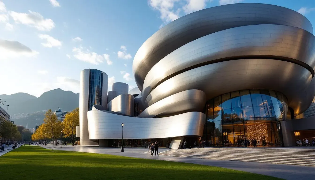 Filming in Bilbao with Guggenheim Museum view